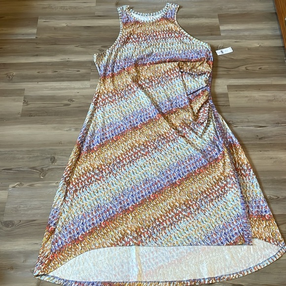 Daily Practice Anthropologie High Neck Treasure Midi Dress Size 3X Ruched NEW - Picture 3 of 12